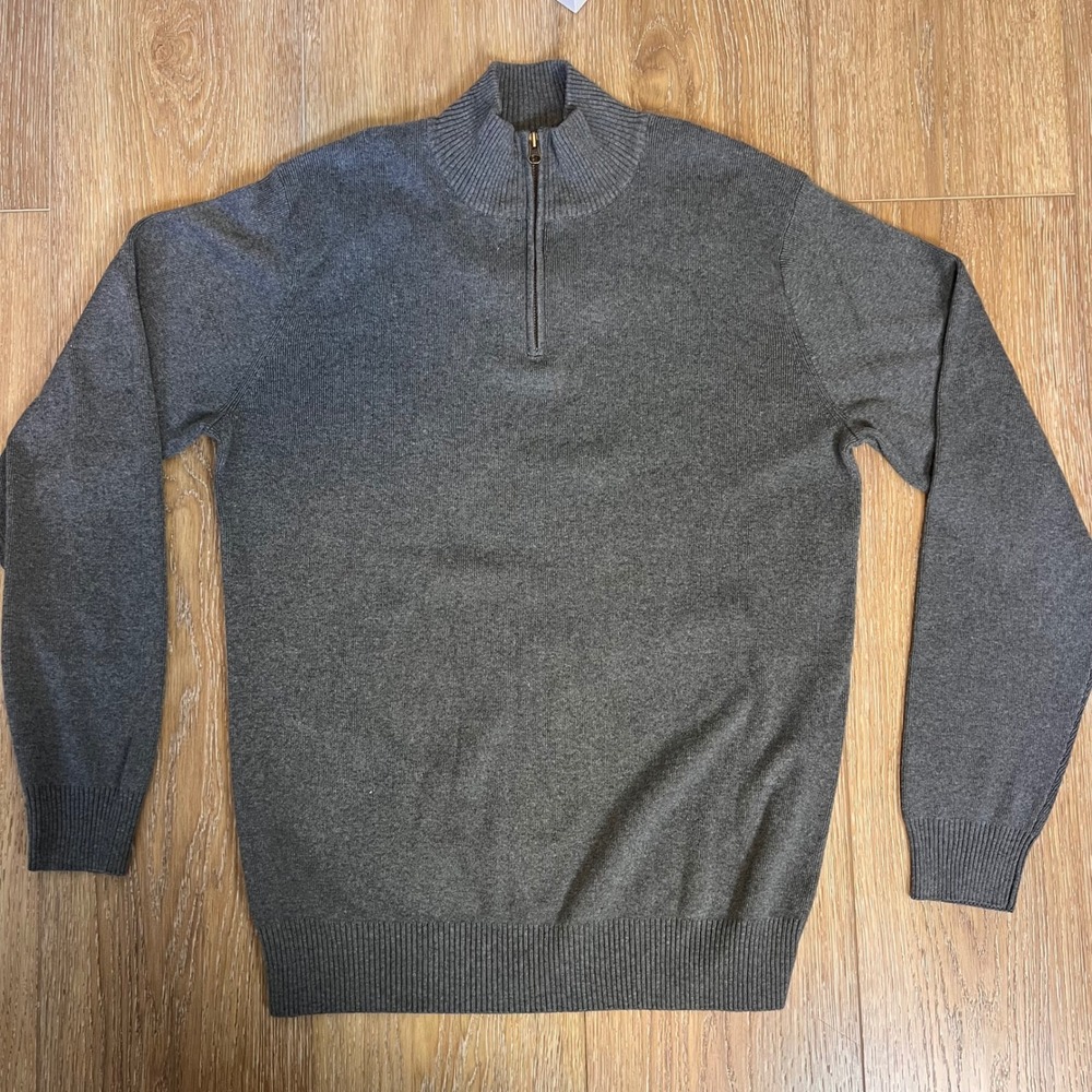 Dockers Mens XL T Xl G 100%‎ Cotton Gray 1/4 Zip Pullover Sweater